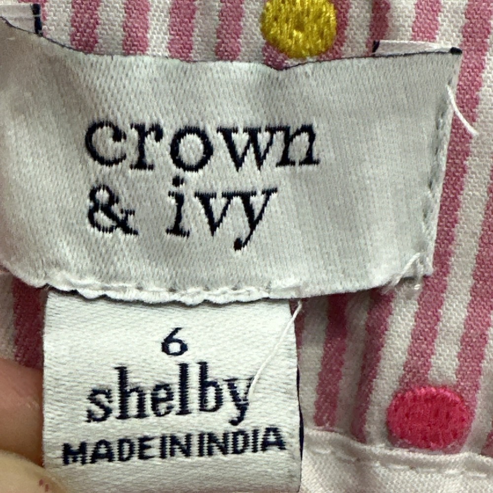 Crown & Ivy Shelby Scalloped Pink And White Striped Shorts Womens  Size 6 - Picture 3 of 6